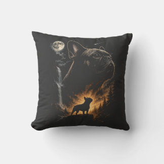 French Bulldog Howling at the Moon Shirt, Vintage Throw Pillow