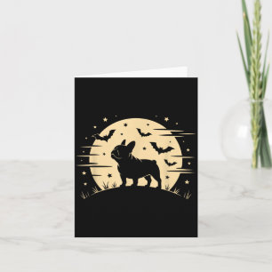 French Bulldog Howling Full Moon Halloween Costume Card