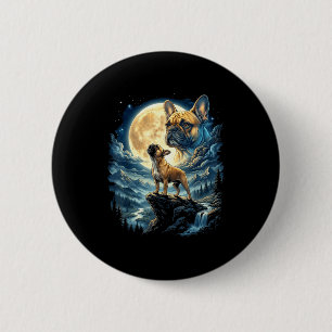 French bulldog howling to the moon animal meme 90s button