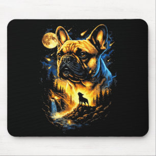 French bulldog howling to the moon vintage 90sFren Mouse Pad