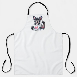 French Bulldog I Heart Mom Tattoo Apron