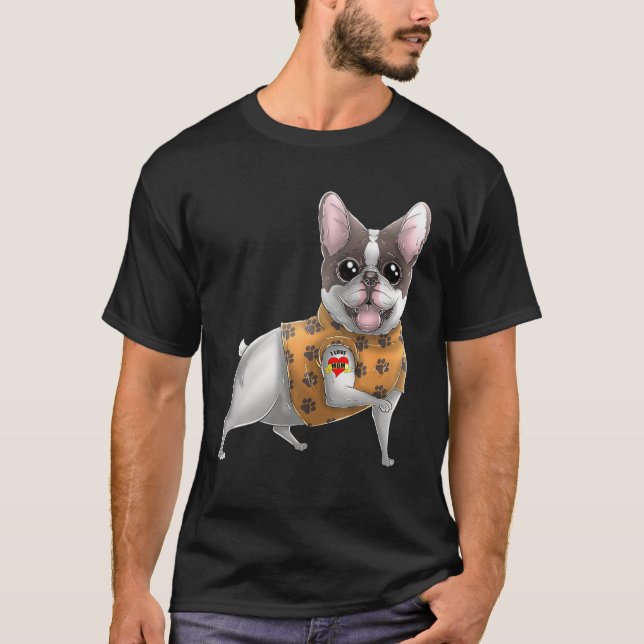 French Bulldog I Love Mom Tattoo Dog Mother's Day  T-Shirt (Front)