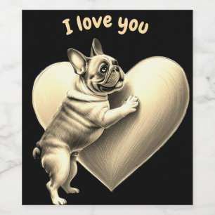 French Bulldog I love you Wine Label