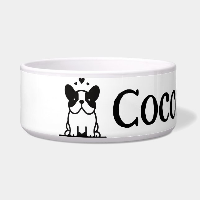 French bulldog icon with name bowl (Front)