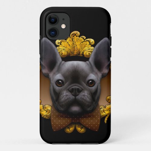 French bulldog illustration blue iPhone 11 case