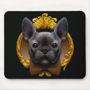 French bulldog illustration, blue mouse pad