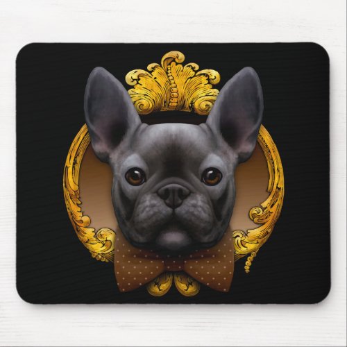 French bulldog illustration blue mouse pad