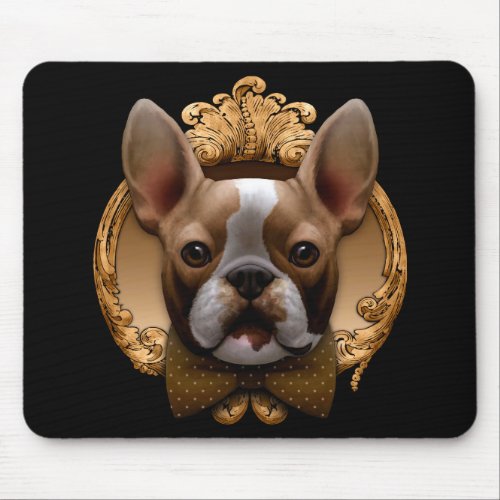 French bulldog illustration brown and white mouse pad