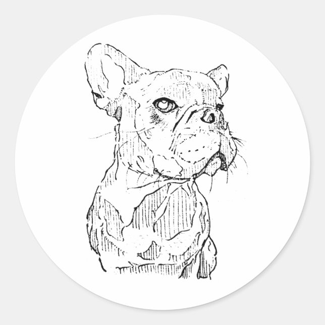 French Bulldog Illustration, Personalized Classic Round Sticker (Front)