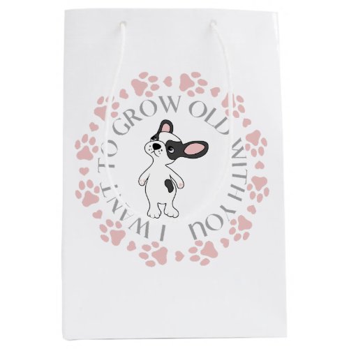 French Bulldog in A Paw Circle  Medium Gift Bag