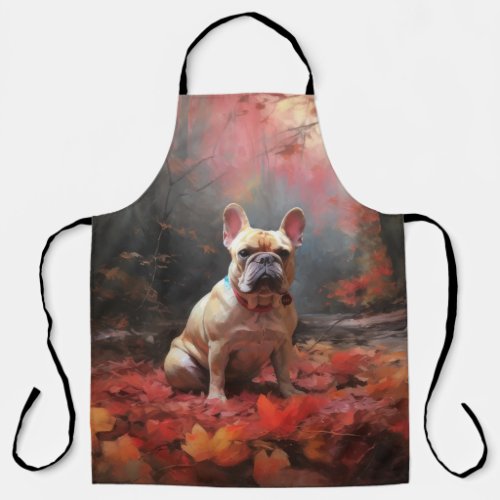 French Bulldog  in Autumn Leaves Fall Inspire  Apron