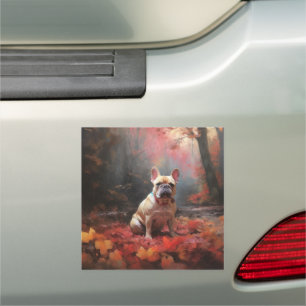 French Bulldog in Autumn Leaves Fall Inspire Car Magnet