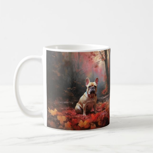 French Bulldog  in Autumn Leaves Fall Inspire  Coffee Mug (Left)