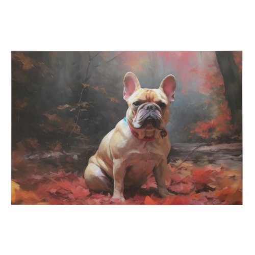 French Bulldog  in Autumn Leaves Fall Inspire  Faux Canvas Print