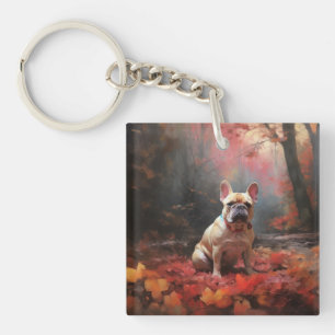 French Bulldog  in Autumn Leaves Fall Inspire  Keychain
