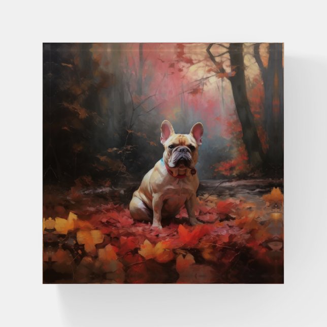 French Bulldog  in Autumn Leaves Fall Inspire  Paperweight (Front)