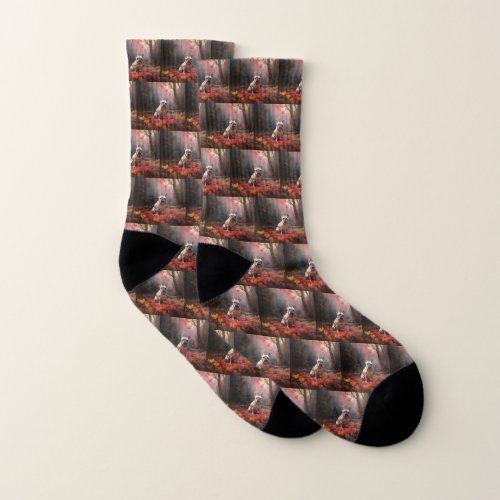 French Bulldog  in Autumn Leaves Fall Inspire  Socks