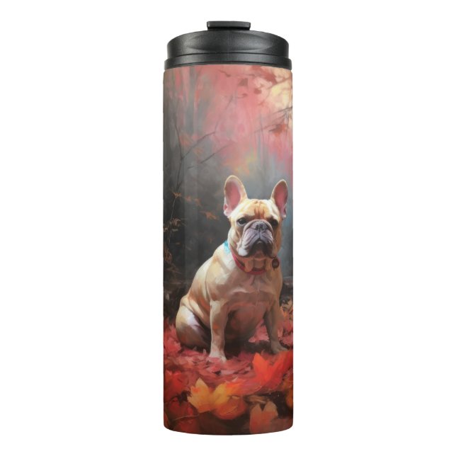 French Bulldog  in Autumn Leaves Fall Inspire  Thermal Tumbler (Front)