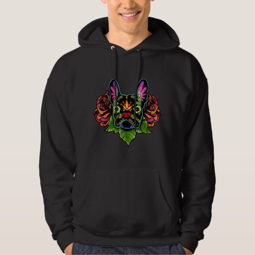 French Bulldog in Black _ Day of the Dead Sugar Sk Hoodie
