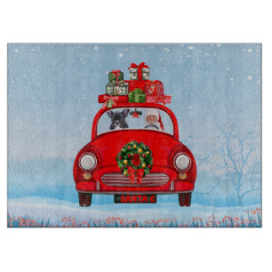 French Bulldog In Car With Santa Claus Cutting Board