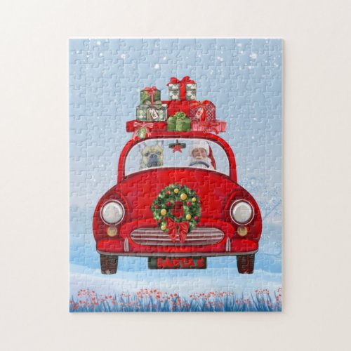 French Bulldog In Car With Santa Claus  Jigsaw Puzzle
