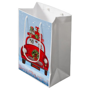 French Bulldog In Car With Santa Claus Medium Gift Bag