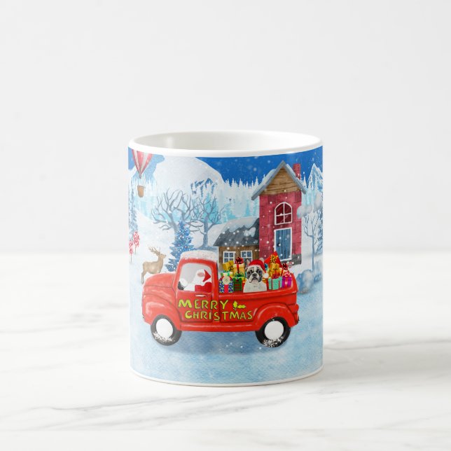 French Bulldog in Christmas Delivery Truck Snow  Coffee Mug (Center)