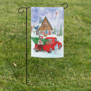 French Bulldog In Christmas Delivery Truck Snow Garden Flag