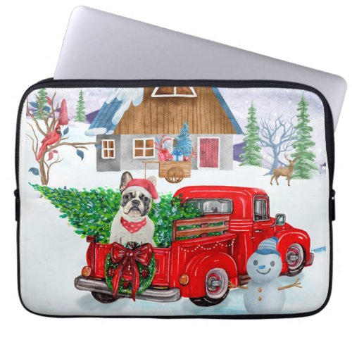 French Bulldog In Christmas Delivery Truck Snow  Laptop Sleeve