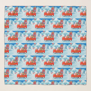 French Bulldog in Christmas Delivery Truck Snow Scarf