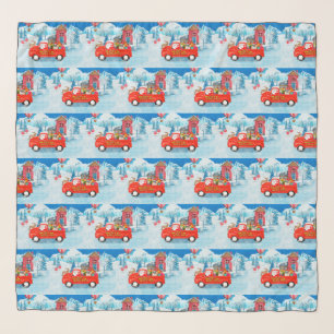 French Bulldog in Christmas Delivery Truck Snow Scarf