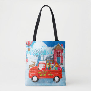 French Bulldog in Christmas Delivery Truck Snow Tote Bag