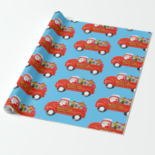 French Bulldog in Christmas Delivery Truck Wrapping Paper