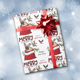 French Bulldog in Christmas Gift Bag Wrapping Paper