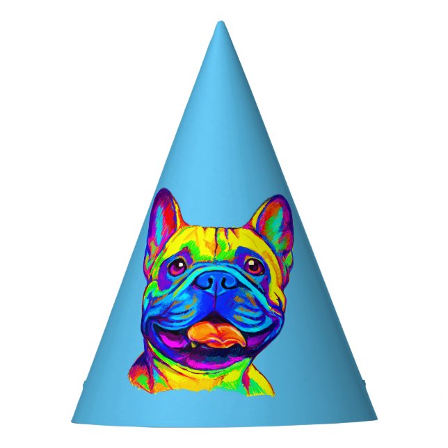 French Bulldog in Colors Birthday Party Hat (Front)