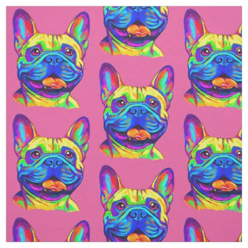 French Bulldog in Colors Fabric