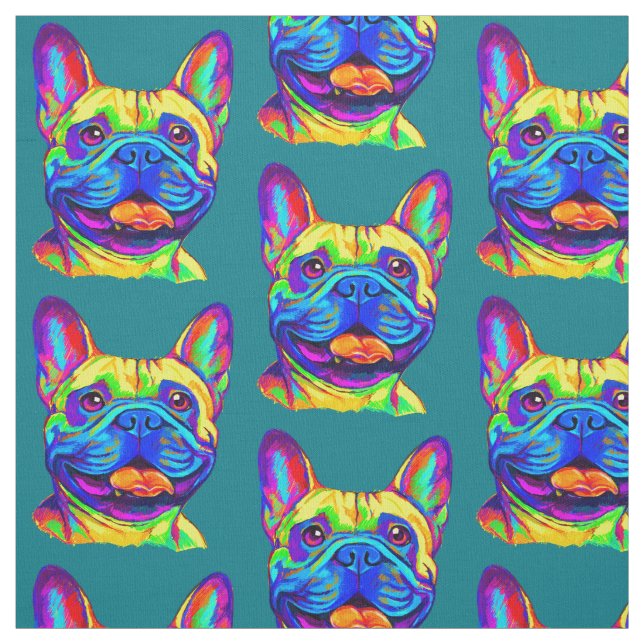 French Bulldog in Colors Fabric (Swatch)
