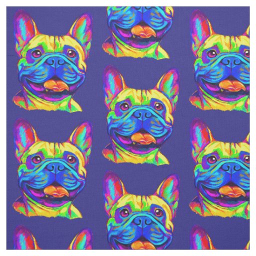 French Bulldog in Colors Fabric