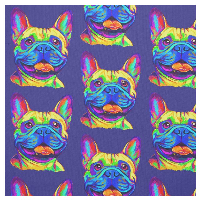 French Bulldog in Colors Fabric (Swatch)