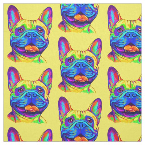 French Bulldog in Colors Fabric