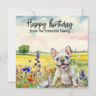 French Bulldog in Flower Field Birthday watercolor
