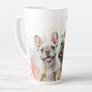 French Bulldog in Flower Field Latte Mug