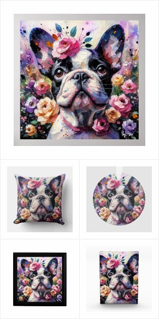 French Bulldog in Flowers Home Decor