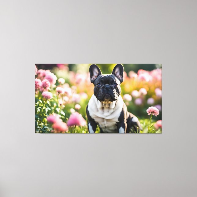 French Bulldog In Garden Canvas Print (Front)