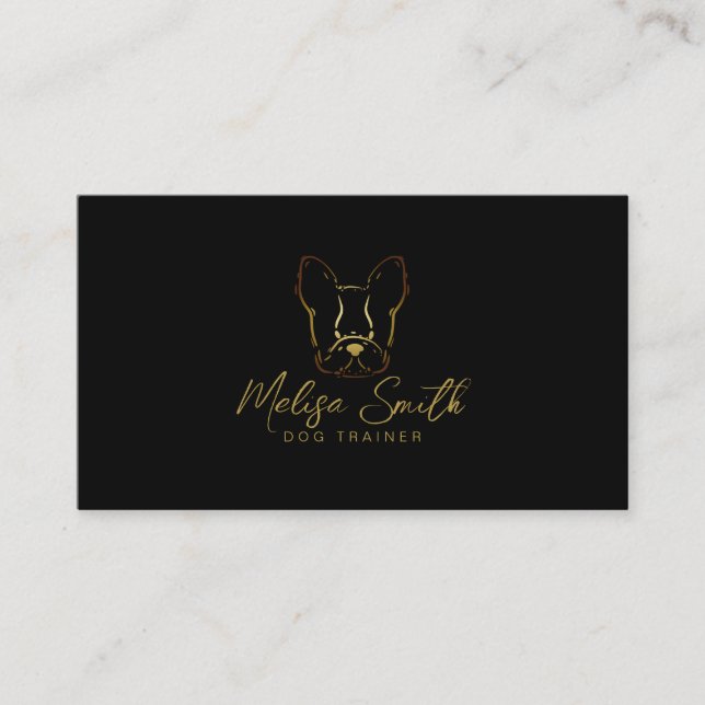 French bulldog in gold color business card (Front)