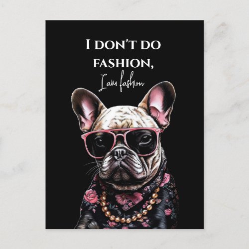 French bulldog in Hawaiian shirt and sunglasses Postcard