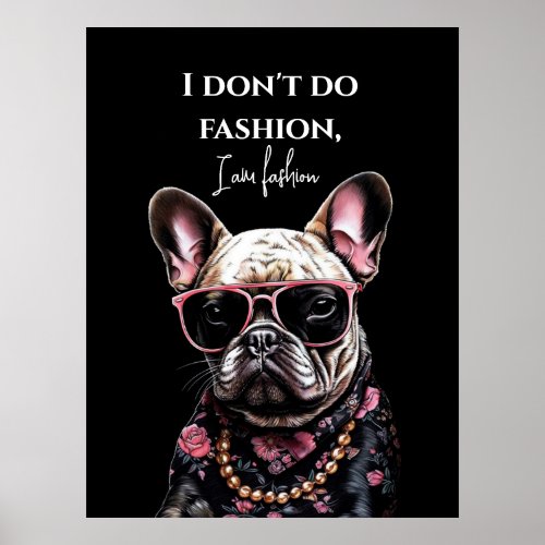 French bulldog in Hawaiian shirt and sunglasses Poster