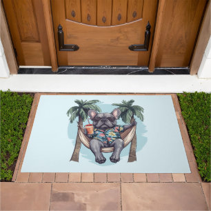 French Bulldog In Hawaiian Top Doormat