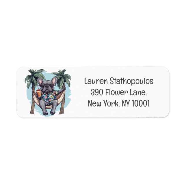 French Bulldog In Hawaiian Top Label (Front)