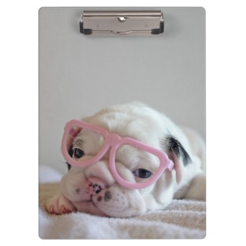 French Bulldog in Heart Glasses Clipboard
